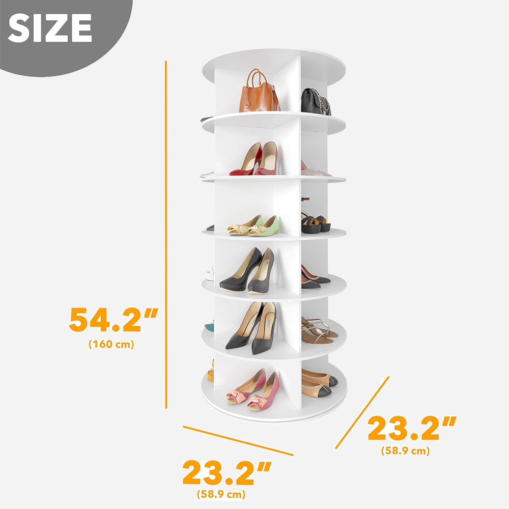 6 Tier 360° Rotating Shoe and Bag Rack Tower Organizer