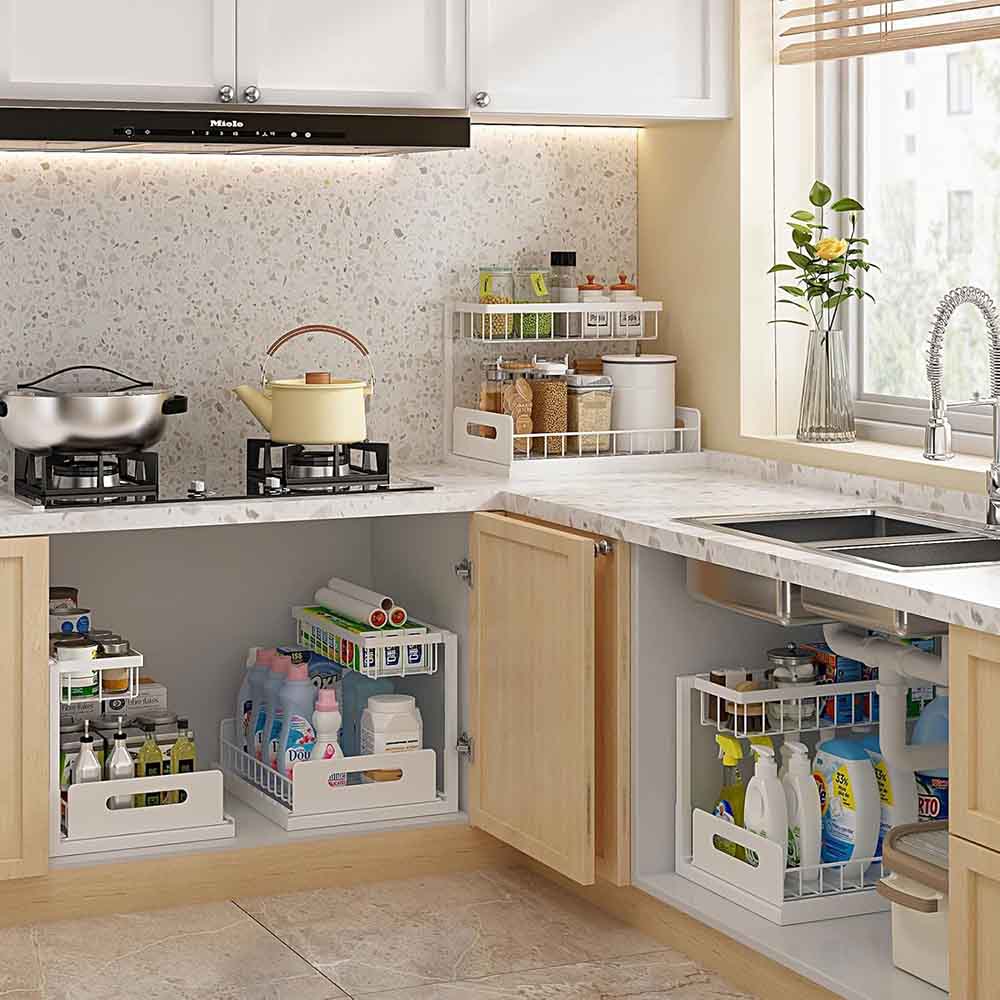 2 Pack Pull-Out Under Sink Storage Cabinet Organizers