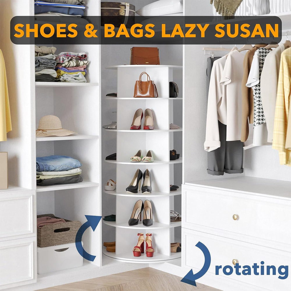 6 Tier 360° Rotating Shoe and Bag Rack Tower Organizer