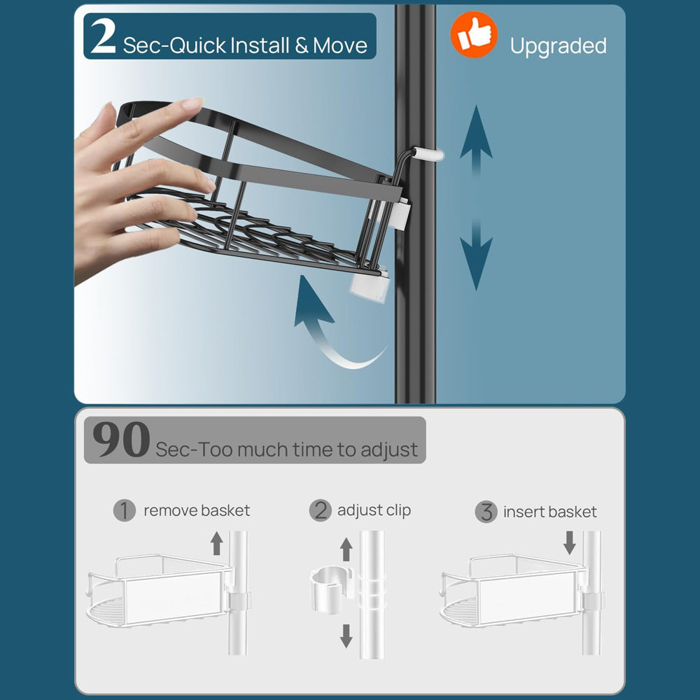4 Adjustable Shelves Telescopic Shower Corner Caddy