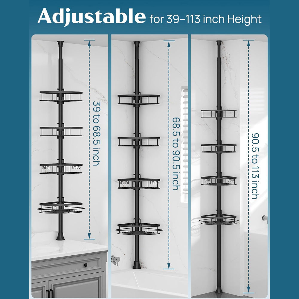 4 Adjustable Shelves Telescopic Shower Corner Caddy