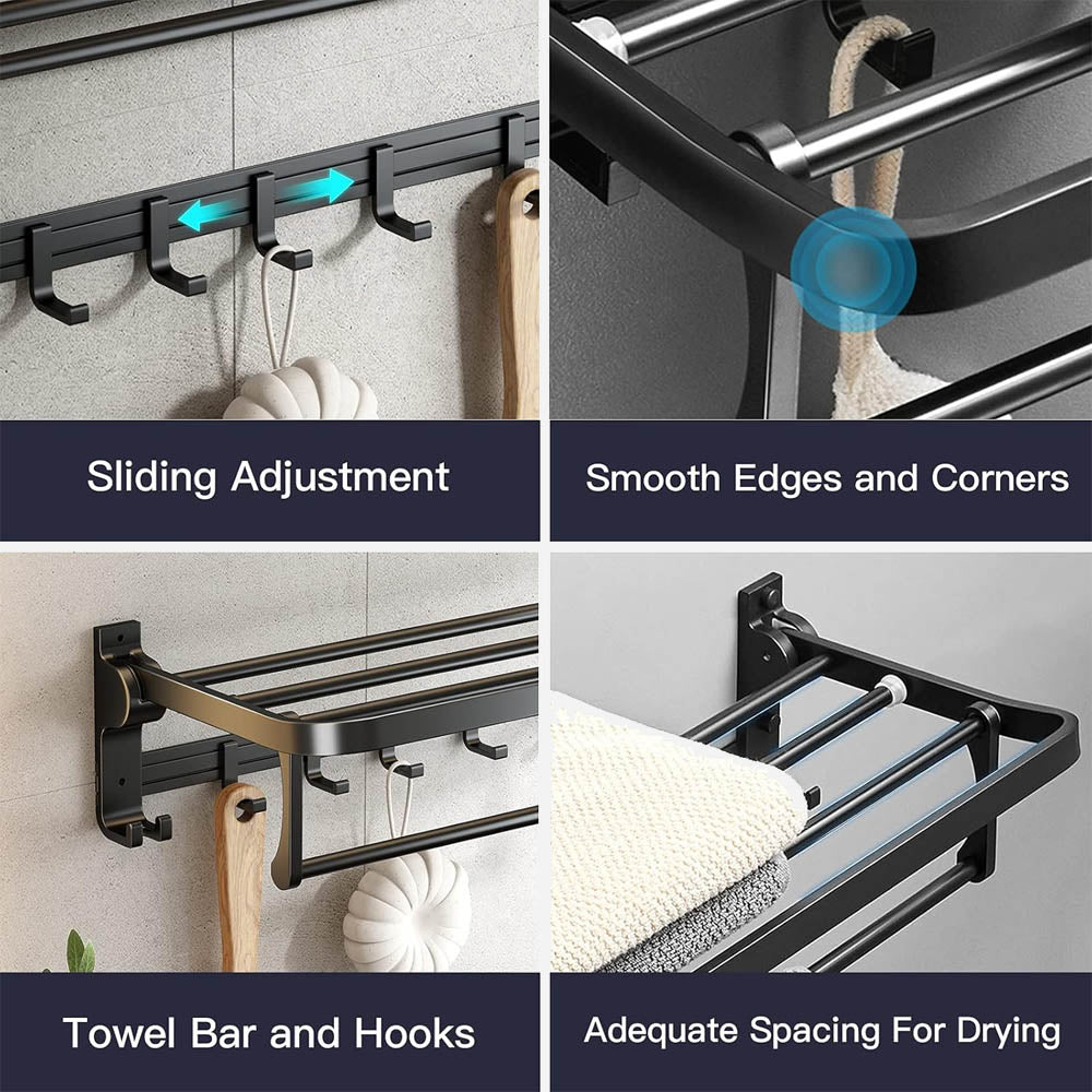 24 Inch Towel Bar Holder Foldable Towel Shelf