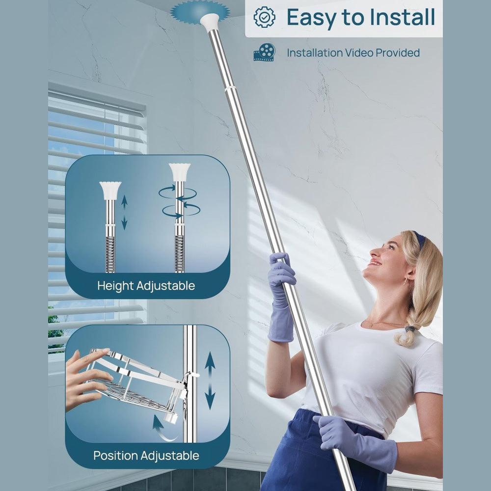 4 Adjustable Shelves Telescopic Shower Corner Caddy