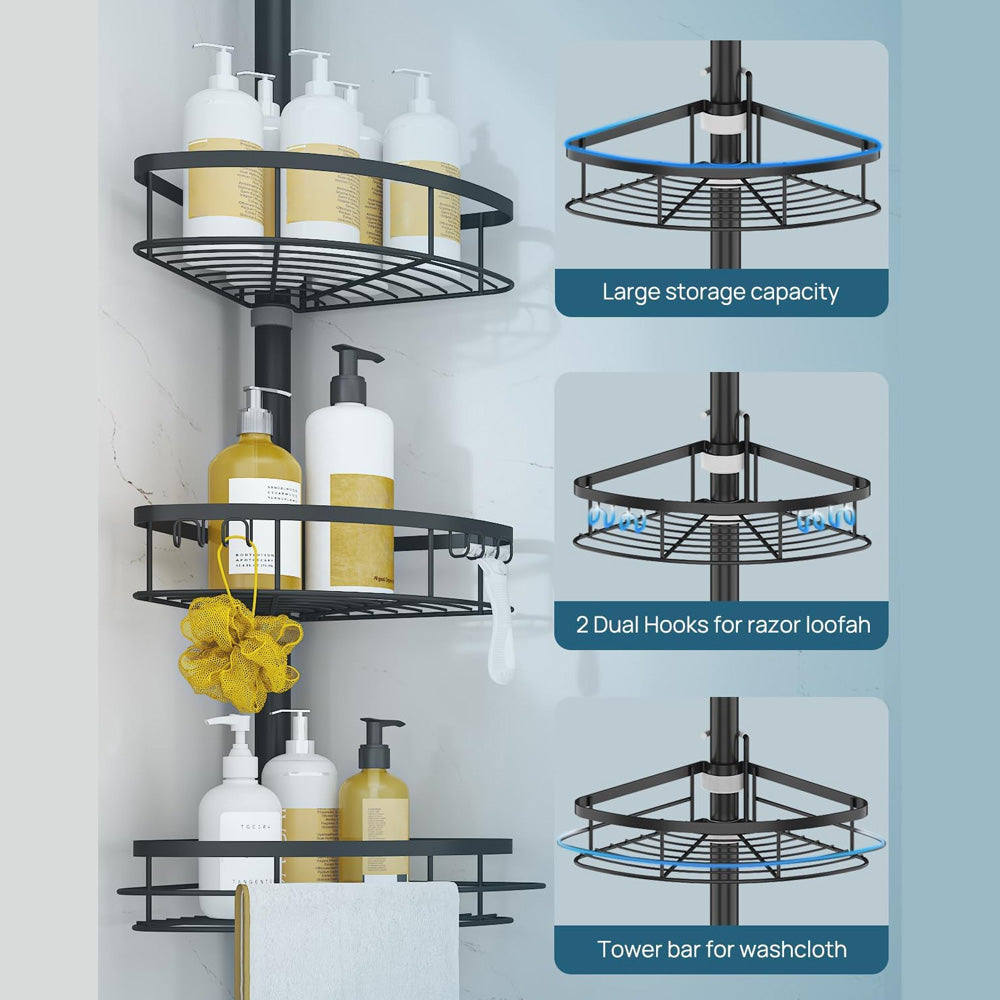 4 Adjustable Shelves Telescopic Shower Corner Caddy
