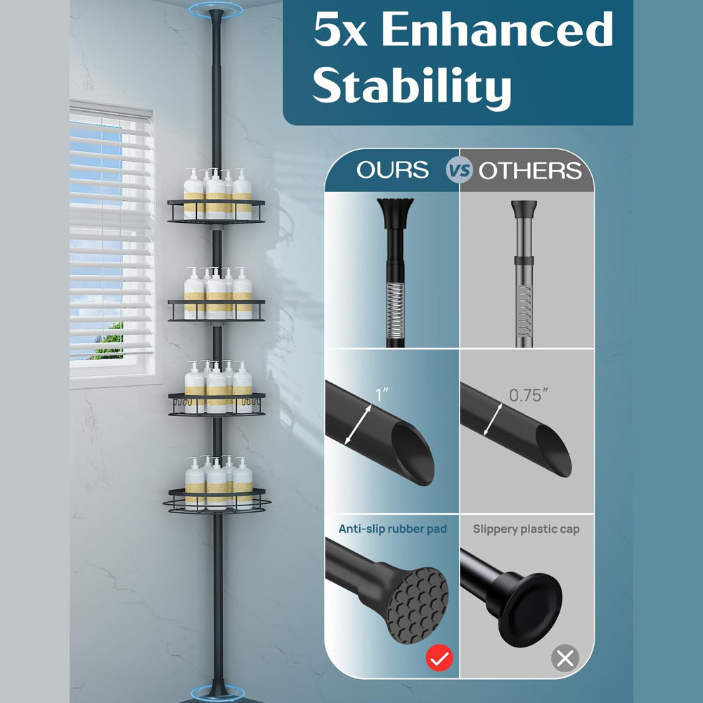 4 Adjustable Shelves Telescopic Shower Corner Caddy