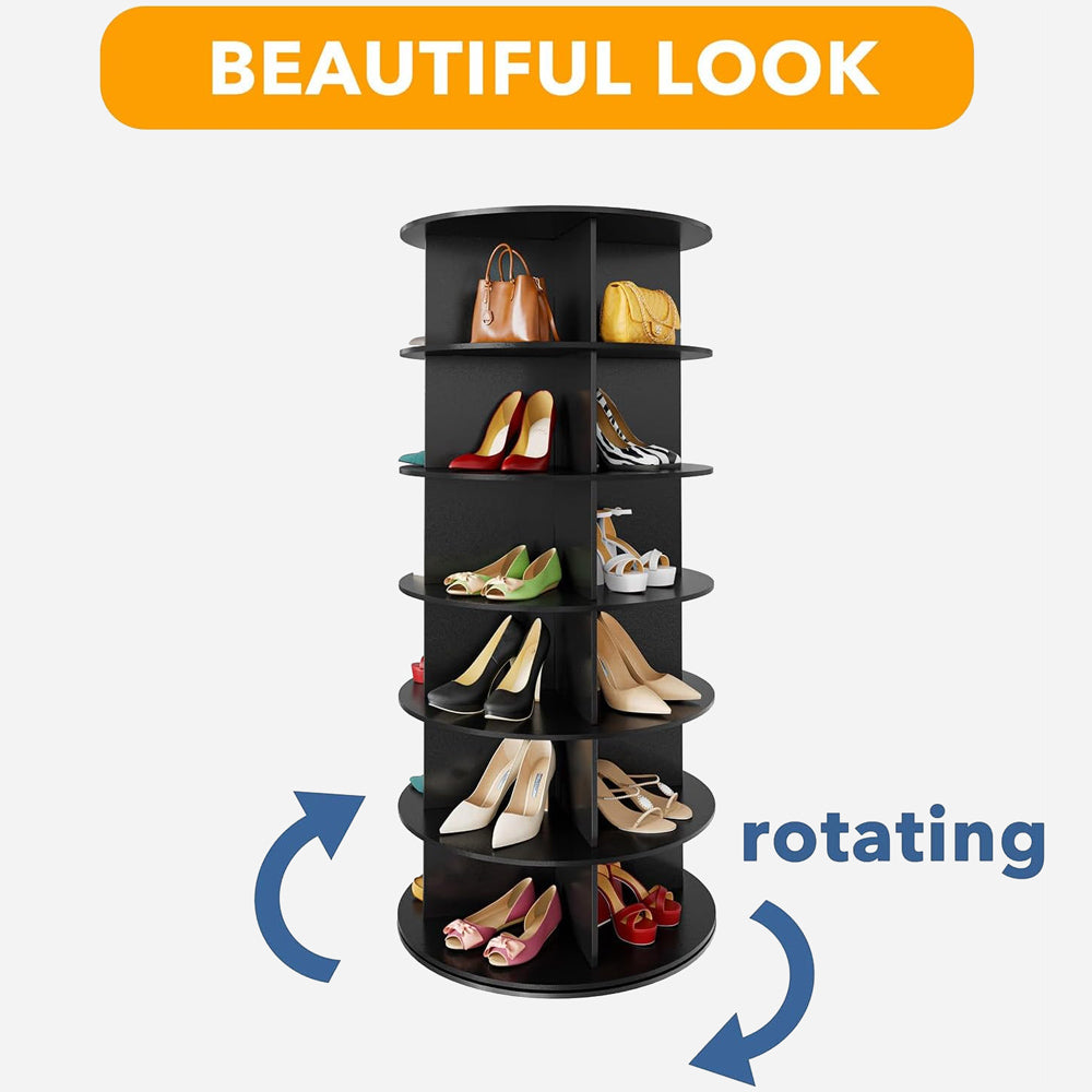 6 Tier 360° Rotating Shoe and Bag Rack Tower Organizer