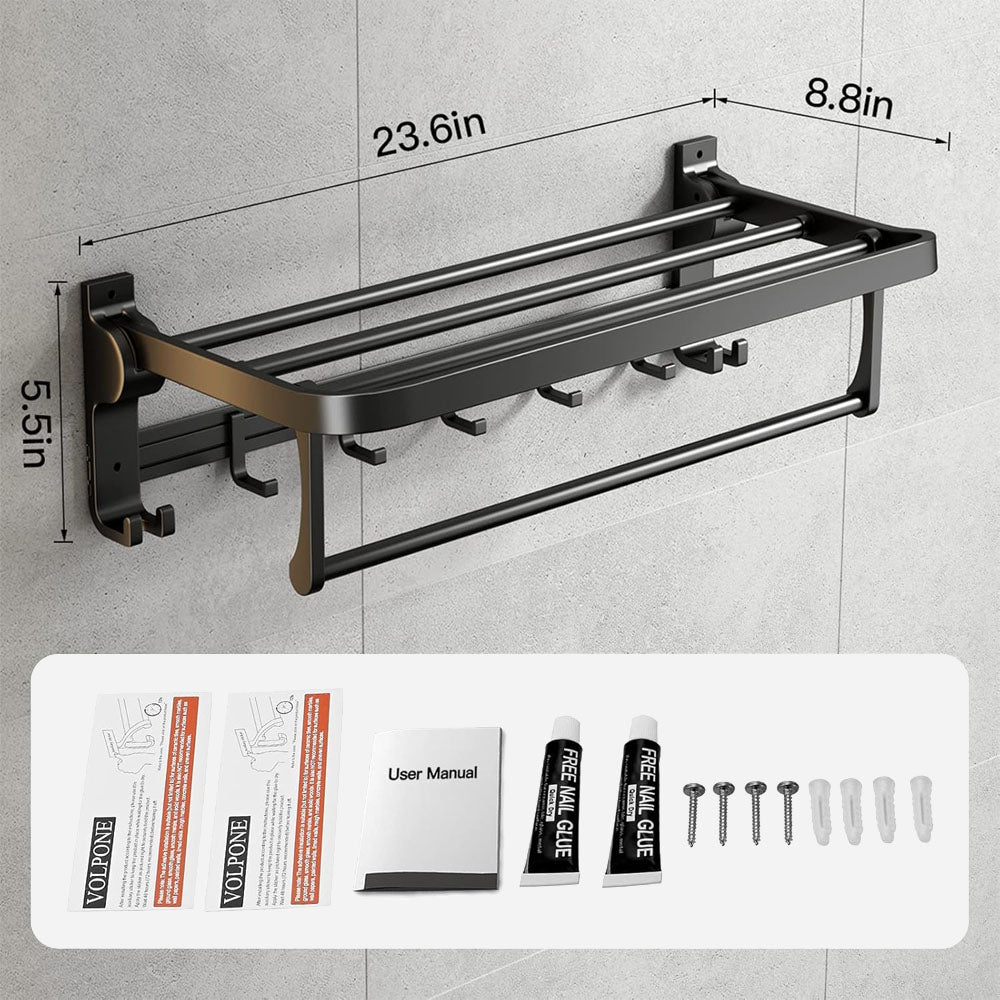 24 Inch Towel Bar Holder Foldable Towel Shelf