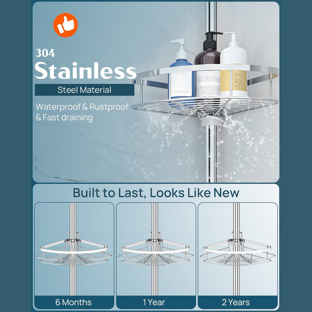 4 Adjustable Shelves Telescopic Shower Corner Caddy