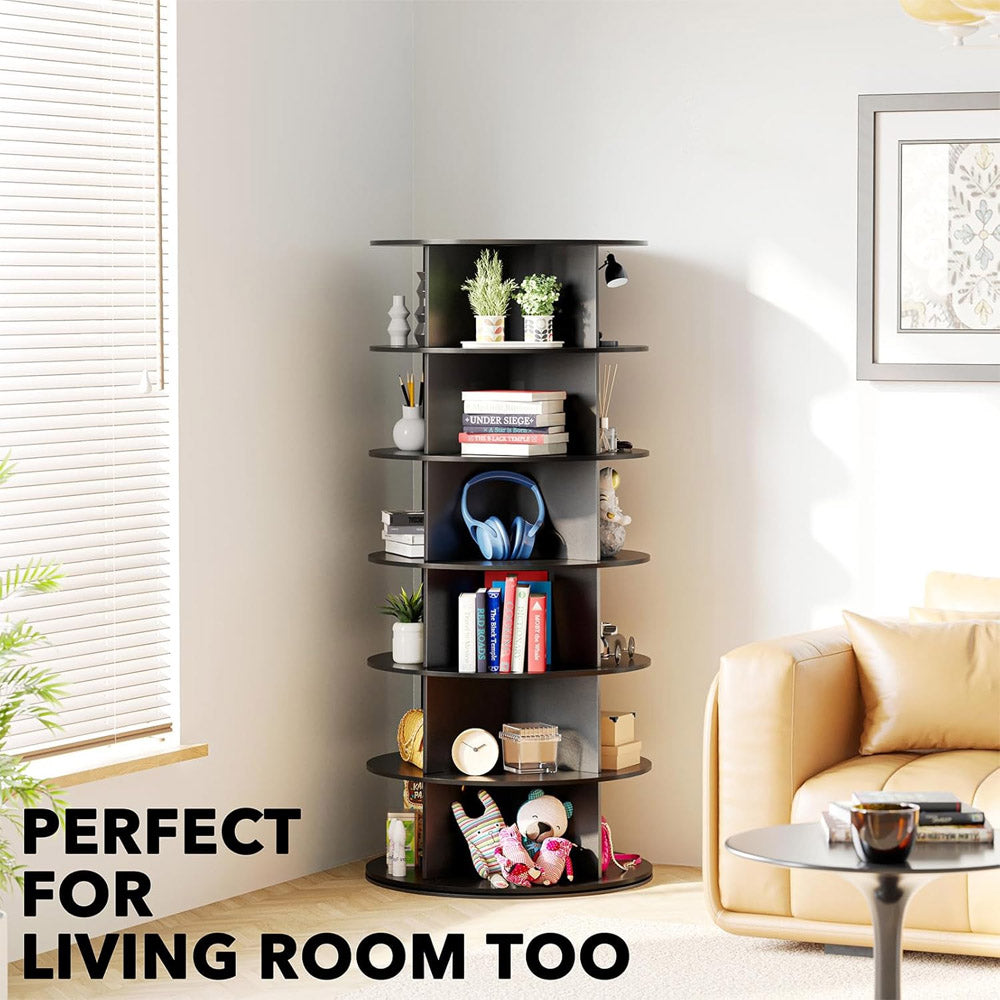 6 Tier 360° Rotating Shoe and Bag Rack Tower Organizer