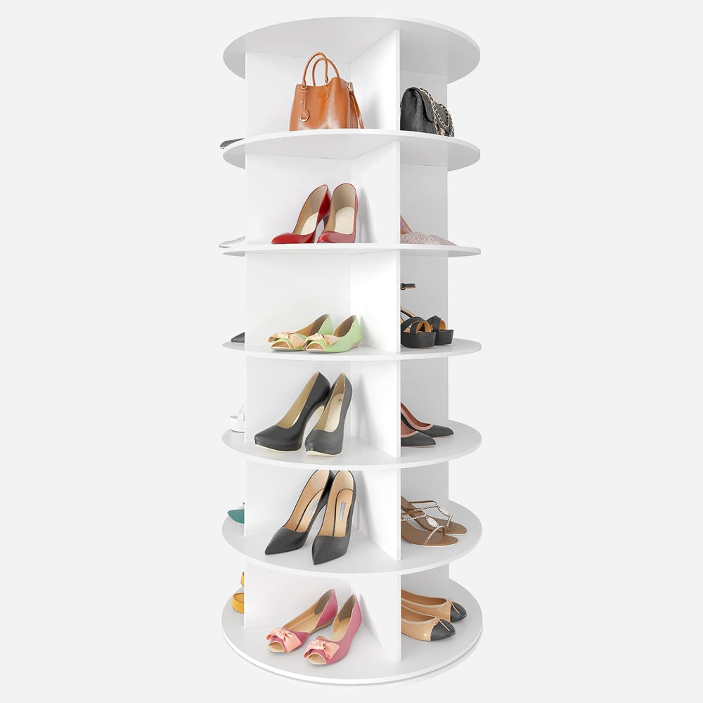 6 Tier 360° Rotating Shoe and Bag Rack Tower Organizer