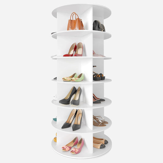 6 Tier 360° Rotating Shoe and Bag Rack Tower Organizer