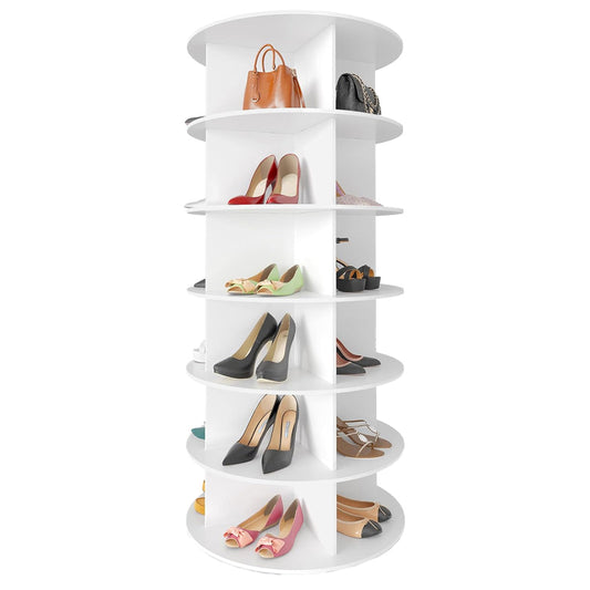 6 Tier 360° Rotating Shoe and Bag Rack Tower Organizer