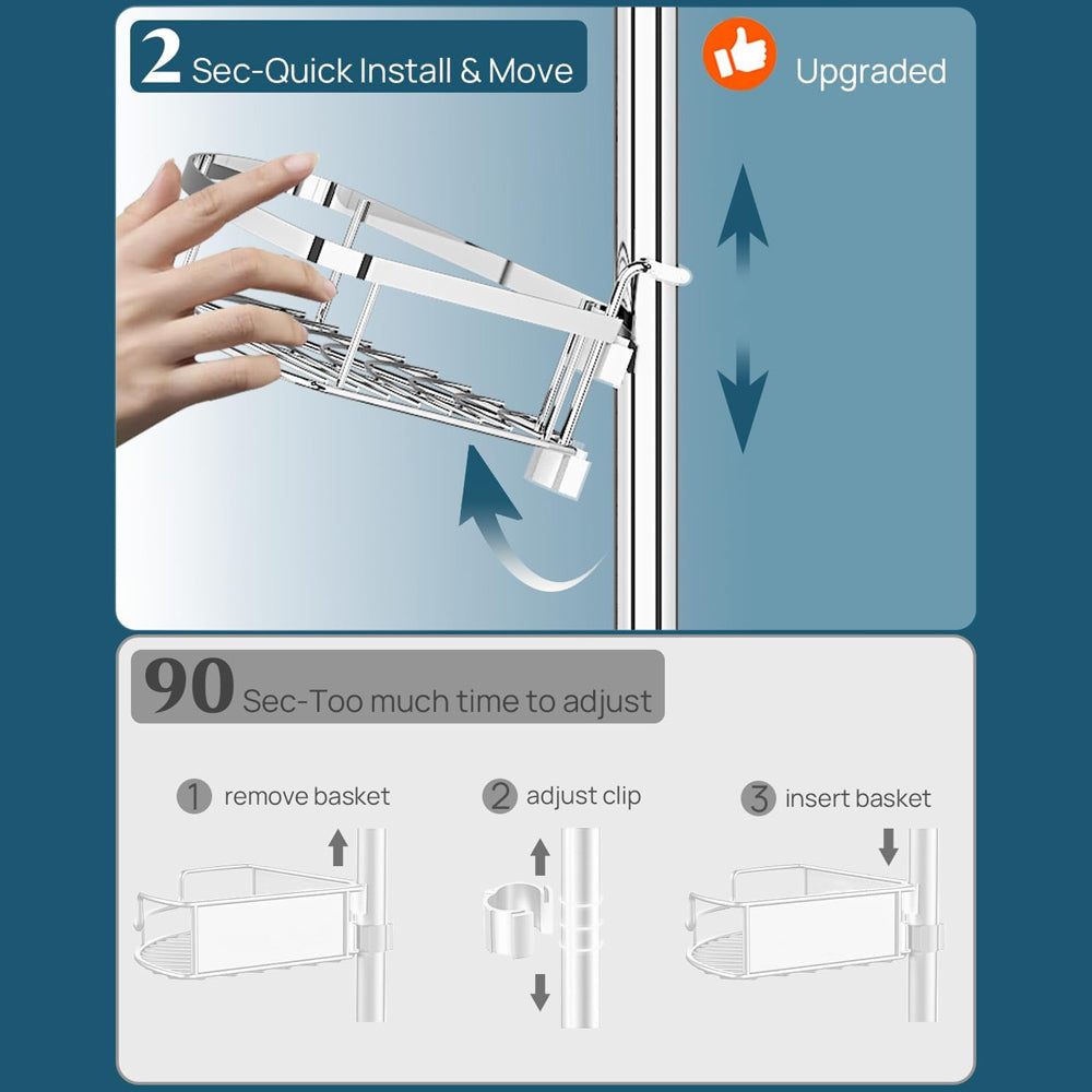 4 Adjustable Shelves Telescopic Shower Corner Caddy