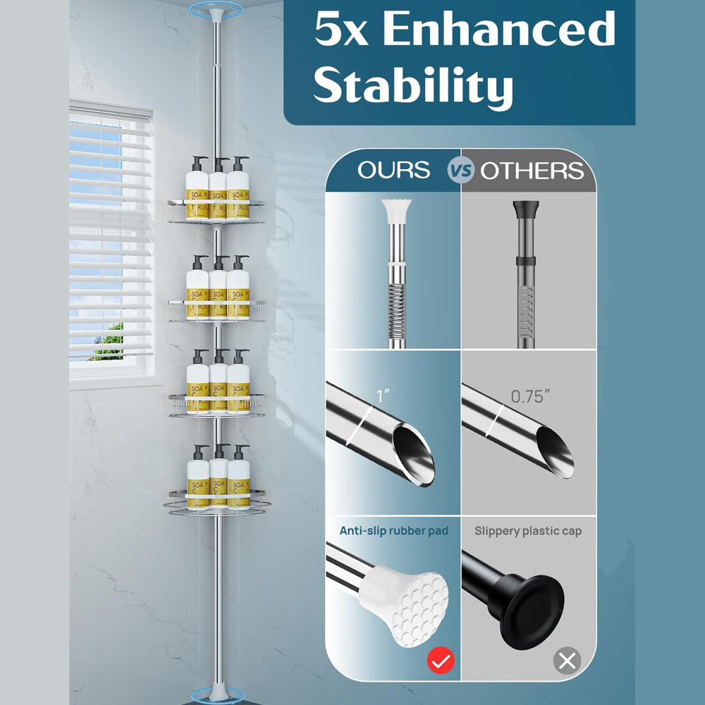 4 Adjustable Shelves Telescopic Shower Corner Caddy