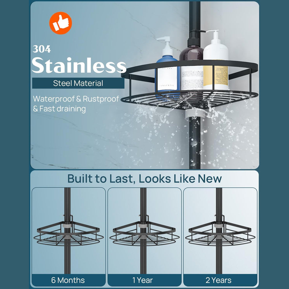 4 Adjustable Shelves Telescopic Shower Corner Caddy