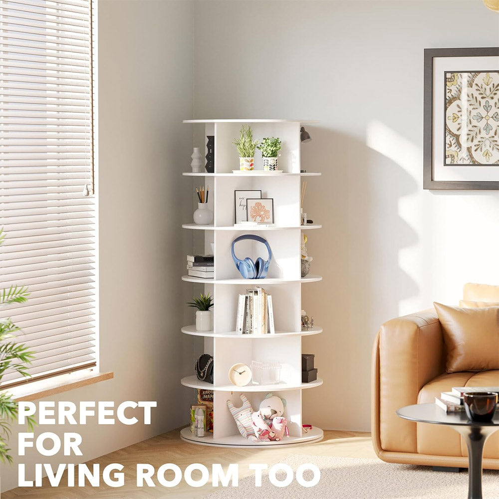 6 Tier 360° Rotating Shoe and Bag Rack Tower Organizer