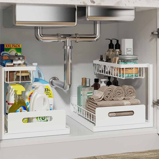 2 Pack Pull-Out Under Sink Storage Cabinet Organizers