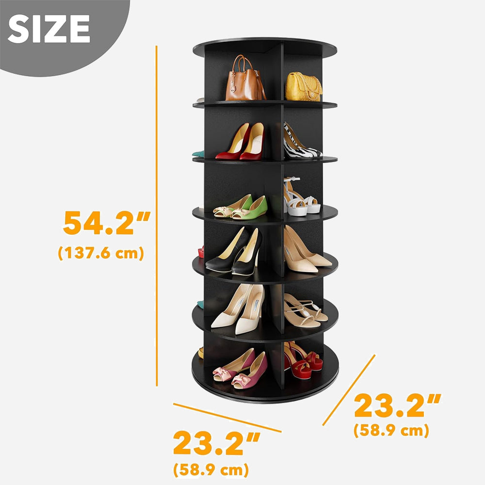 6 Tier 360° Rotating Shoe and Bag Rack Tower Organizer