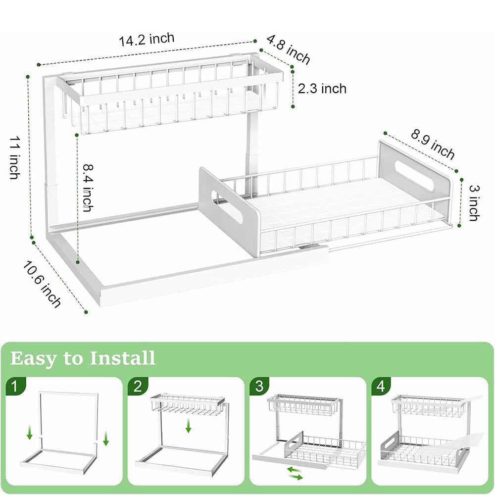 2 Pack Pull-Out Under Sink Storage Cabinet Organizers